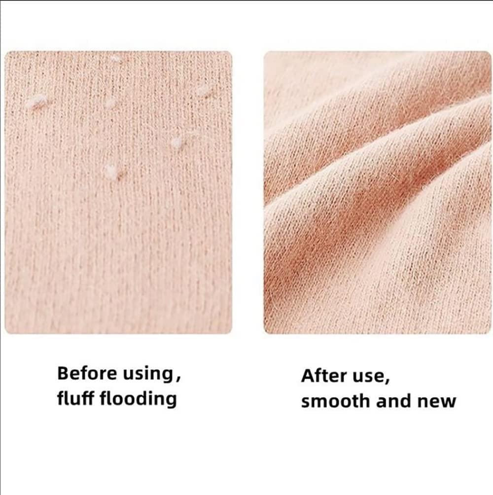 Before and after comparison of fabric, showing removal of lint and pilling for a smooth finish.