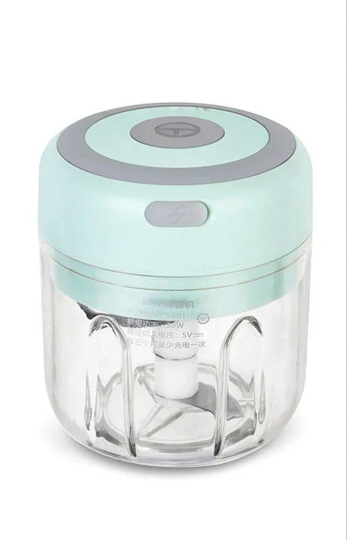 Clear container with a light blue lid on a white background
