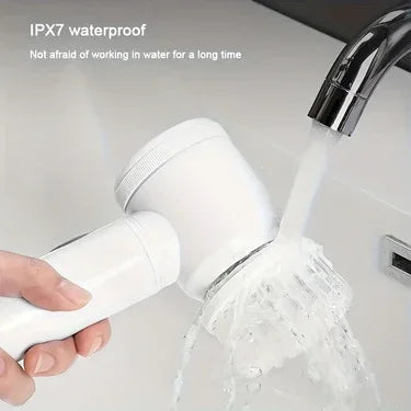 Handheld electric cleaning brush under running water, IPX7 waterproof gadget for sinks